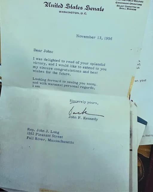 Letter from Senator John F. Kennedy to Representative John J. Long, November 13, 1956