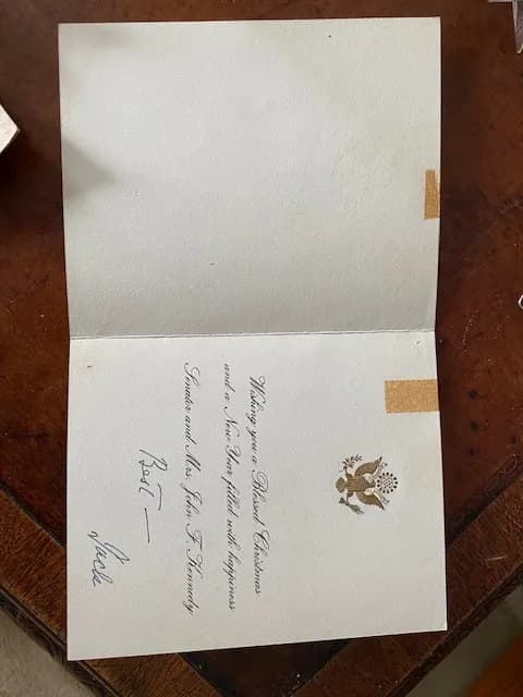 Interior of Kennedy Christmas card — handwritten 'Best, Jack'