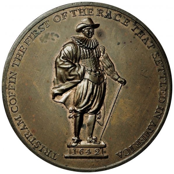 Commemorative medal depicting Tristram Coffin, 1827